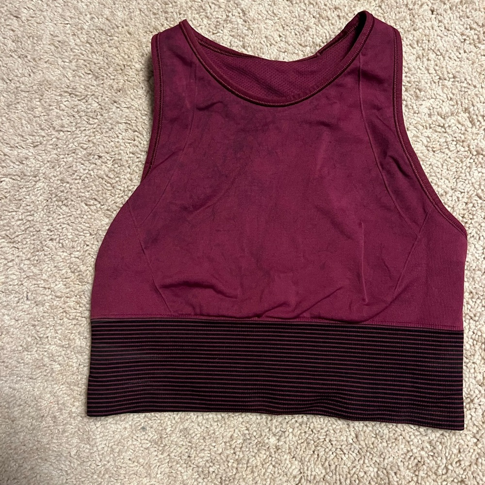 Lululemon Athletica Maroon Fitted Crop Tank Top